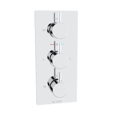 Plan Triple Concealed Thermostatic Shower Valve Round Handle (2 Way) Chrome