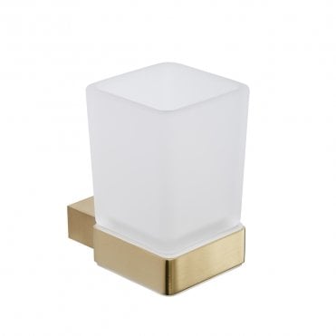 Premium Brushed Brass Tumbler & Holder