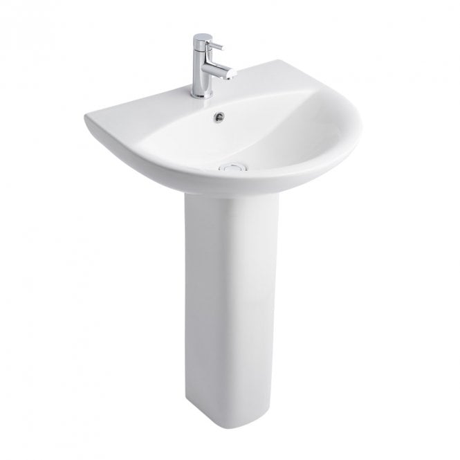 Kartell Primo Round 550mm 1 Tap Hole Basin & Full Pedestal