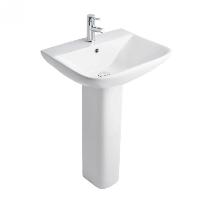 Kartell Primo Square 550mm 1 Tap Hole Basin & Full Pedestal
