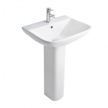 Primo Square 550mm 1 Tap Hole Basin & Full Pedestal
