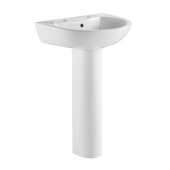 Kartell Proton 540mm 2 Tap Hole Basin & Full Pedestal