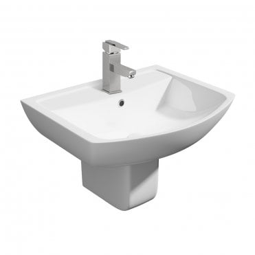 Pure 550mm 1 Tap Hole Basin & Semi Pedestal