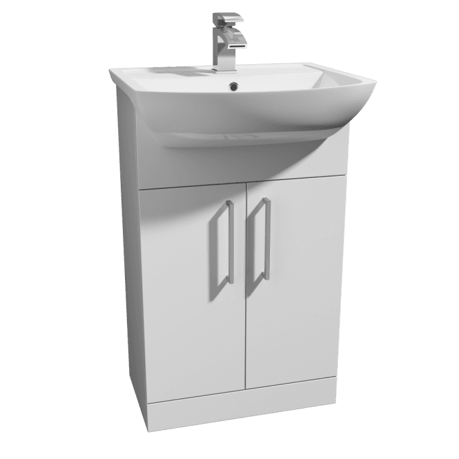 Kartell Pure 550mm 1 Tap Hole Vanity Unit Set including Basin - White Gloss
