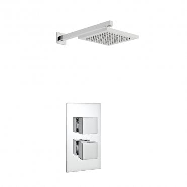 Pure Chrome Concealed Thermostatic Shower Valve & Fixed Drencher Head