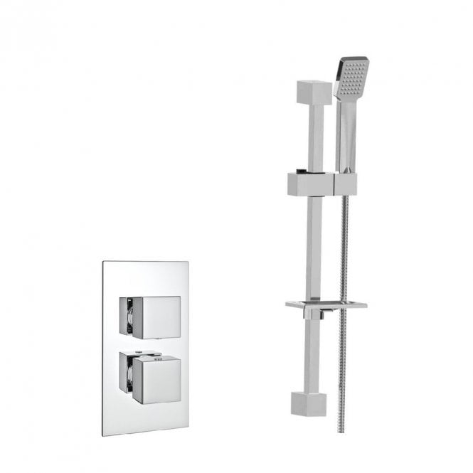 Kartell Pure Chrome Concealed Thermostatic Shower Valve with Adjustable Slide Rail Kit