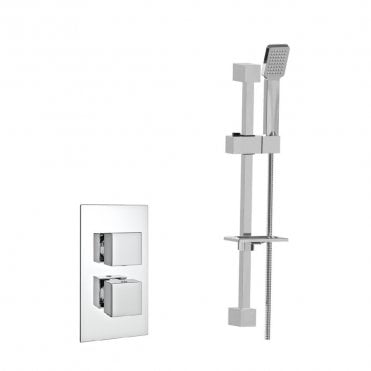 Pure Chrome Concealed Thermostatic Shower Valve with Adjustable Slide Rail Kit