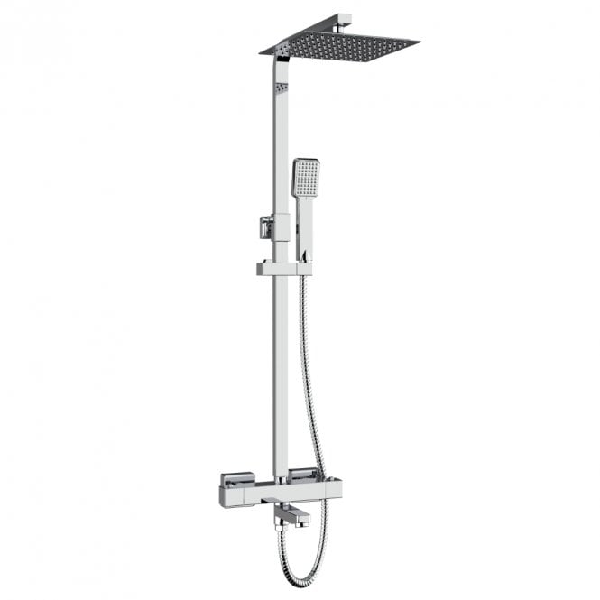 Kartell Pure Drencher Bar Shower with Sliding Handset & Bath Filler Spout Chrome