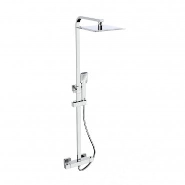 Pure Square Thermostatic Bar Shower with Drench Head & Handset Chrome