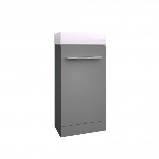 Kartell Purity 410mm Grey Gloss Floor Standing Cloakroom Unit & Basin