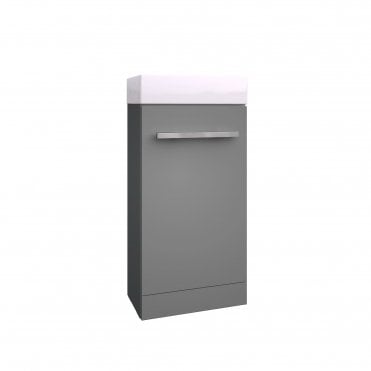 Purity 410mm Grey Gloss Floor Standing Cloakroom Unit & Basin