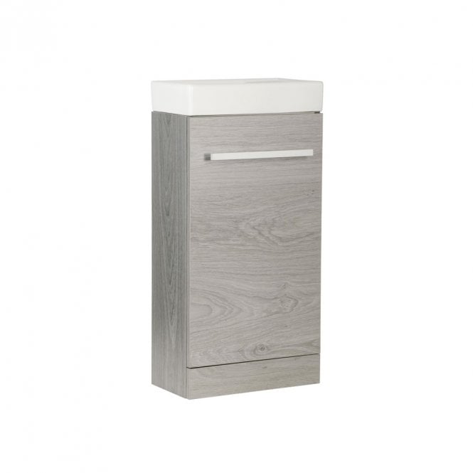 Kartell Purity 410mm Silver Oak Floor Standing Cloakroom Unit & Basin