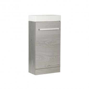 Purity 410mm Silver Oak Floor Standing Cloakroom Unit & Basin
