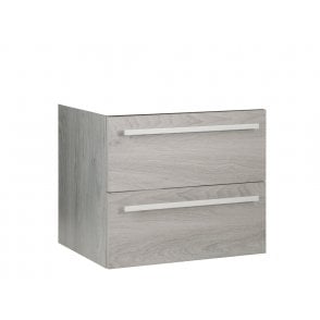 Purity 600mm 2 Drawer Wall Mounted Unit Silver Oak