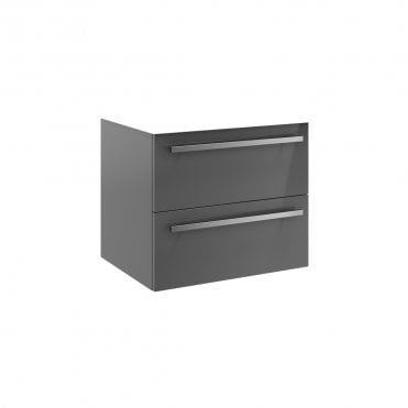 Purity 600mm 2 Drawer Wall Mounted Unit Storm Grey Gloss
