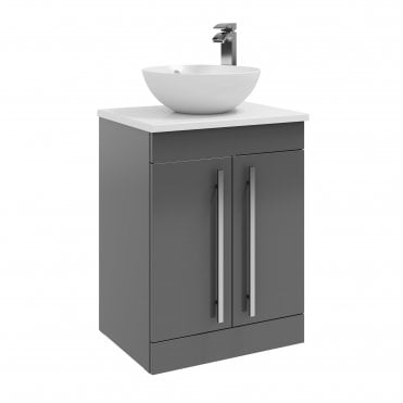 Purity 600mm Grey Gloss 2 Door Floor Standing Unit & Sit On Bowl