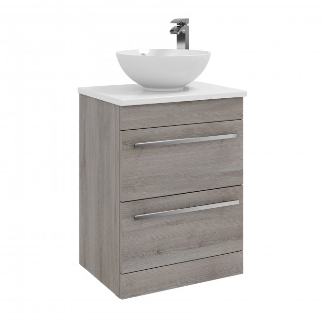 Kartell Purity 600mm Silver Oak 2 Drawer Floor Standing Unit & Sit On Bowl