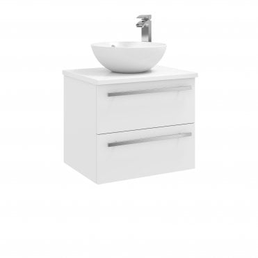 Purity 600mm White Gloss 2 Drawer Wall Mounted Unit & Sit On Bowl