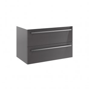 Purity 800mm 2 Drawer Wall Mounted Unit Storm Grey Gloss