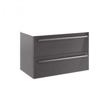 Purity 800mm 2 Drawer Wall Mounted Unit Storm Grey Gloss