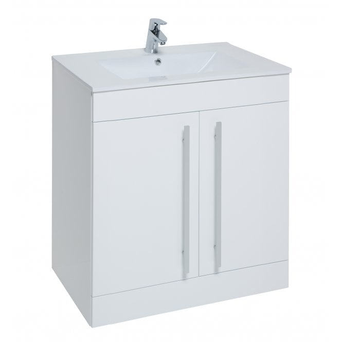 Kartell Purity 800mm White Gloss 2 Door Floor Standing Vanity Unit & Ceramic Basin