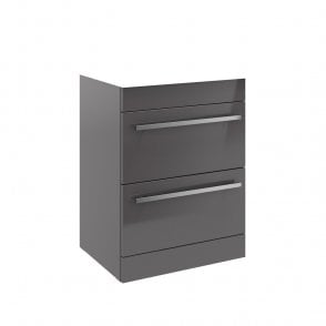 Purity/Matrix 600mm 2 Drawer Floor Standing Unit Storm Grey Gloss