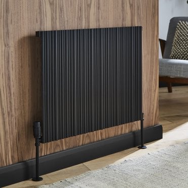 Quebec Matt Black Horizontal Double Aluminium Modern Radiator