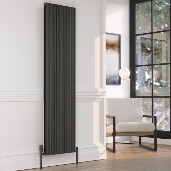 Kartell Quebec Matt Black Vertical Single Aluminium Modern Radiator