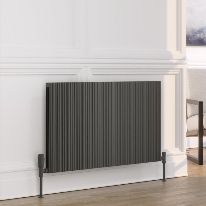 Kartell Quebec Matt Grey Horizontal Double Aluminium Modern Radiator