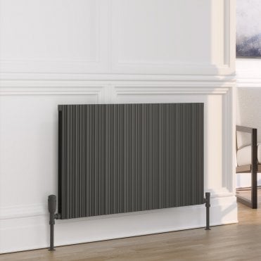 Quebec Matt Grey Horizontal Single Aluminium Modern Radiator