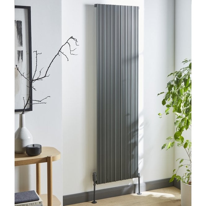Kartell Quebec Matt Grey Vertical Double Aluminium Modern Radiator