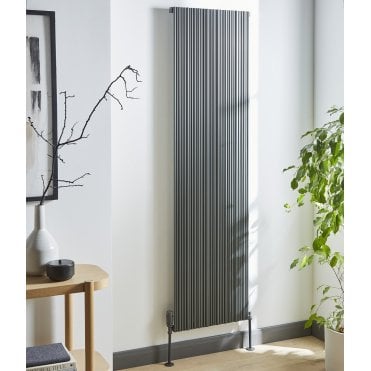 Quebec Matt Grey Vertical Single Aluminium Modern Radiator