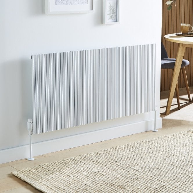 Kartell Quebec Matt White Horizontal Double Aluminium Modern Radiator