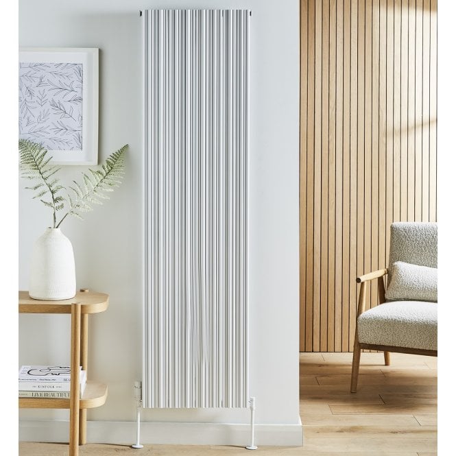 Kartell Quebec Matt White Vertical Single Aluminium Modern Radiator