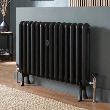 Regal Matt Black Modern Cast Style Radiator