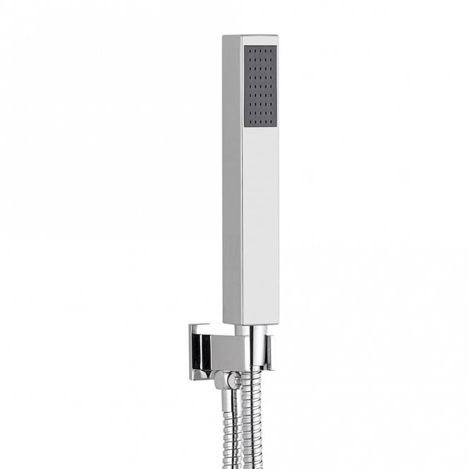 Kartell Square Outlet Elbow with Wall Bracket, Shower Hose & Handset Chrome