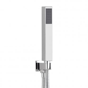 Square Outlet Elbow with Wall Bracket, Shower Hose & Handset Chrome