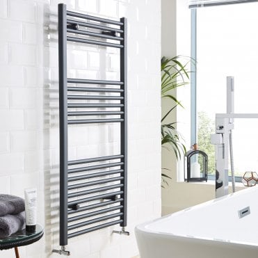 Textured Grey 1600mm x 400mm Straight Heated Towel Rail