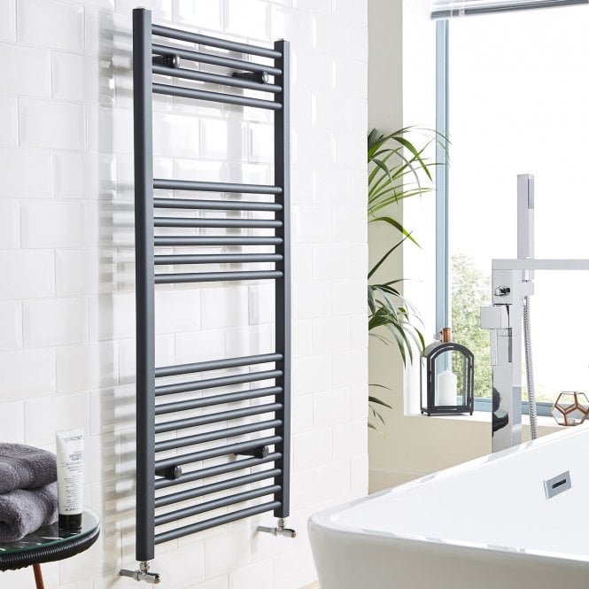 Kartell Textured Grey 800mm x 600mm Straight Heated Towel Rail