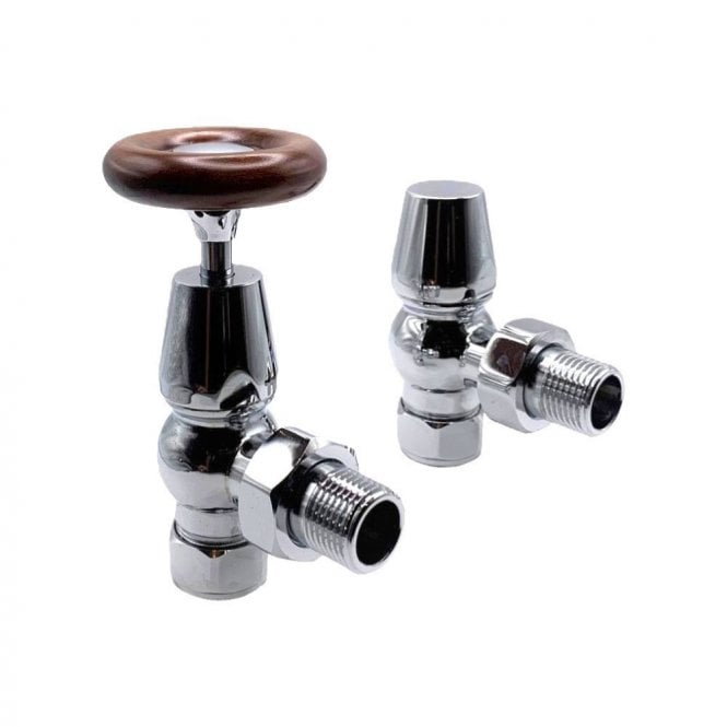 Kartell Traditional Chrome Angled Radiator Valve (Pair)
