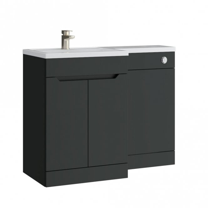 Kartell Urban 1100mm Matt Anthracite 2 Door L Shaped Combination Basin WC Unit - Left Hand