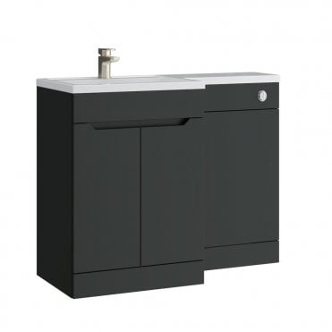 Urban 1100mm Matt Anthracite 2 Door L Shaped Combination Basin WC Unit - Left Hand