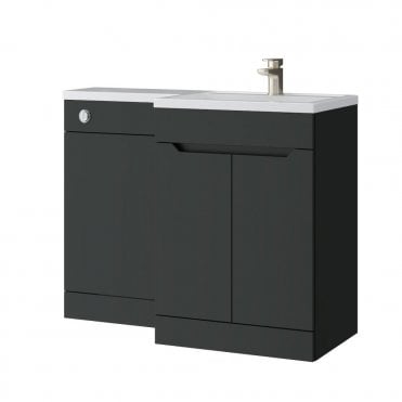 Urban 1100mm Matt Anthracite 2 Door L Shaped Combination Basin WC Unit - Right Hand