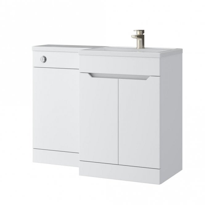 Kartell Urban 1100mm Matt White 2 Door L Shaped Combination Basin WC Unit - Right Hand