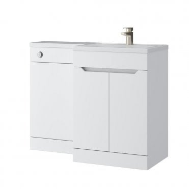 Urban 1100mm Matt White 2 Door L Shaped Combination Basin WC Unit - Right Hand