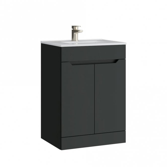 Kartell Urban 500mm Matt Anthracite 2 Door Floor Standing Vanity Unit & Basin