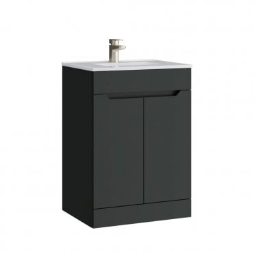 Urban 600mm Matt Anthracite 2 Door Floor Standing Vanity Unit & Basin