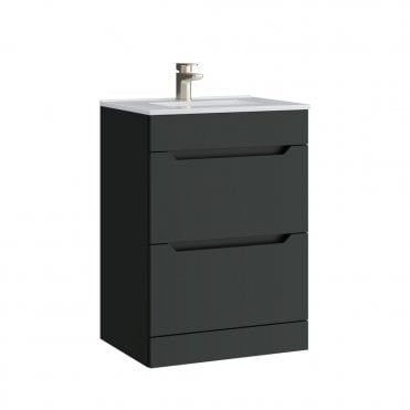 Urban 600mm Matt Anthracite 2 Drawer Floor Standing Vanity Unit & Basin