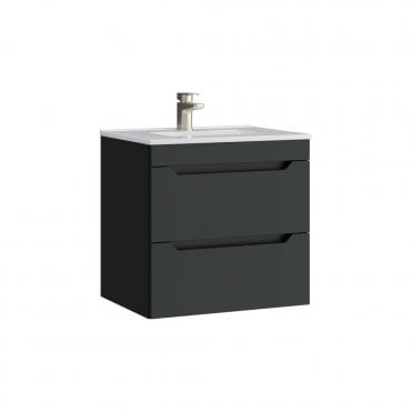Urban 600mm Matt Anthracite 2 Drawer Wall Mounted Vanity Unit & Basin