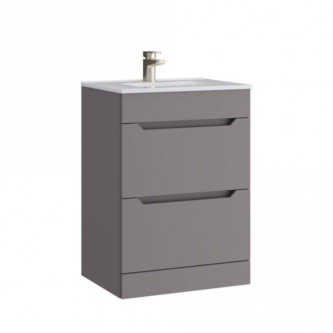 Kartell Urban 600mm Slate Grey 2 Drawer Floor Standing Vanity Unit & Basin